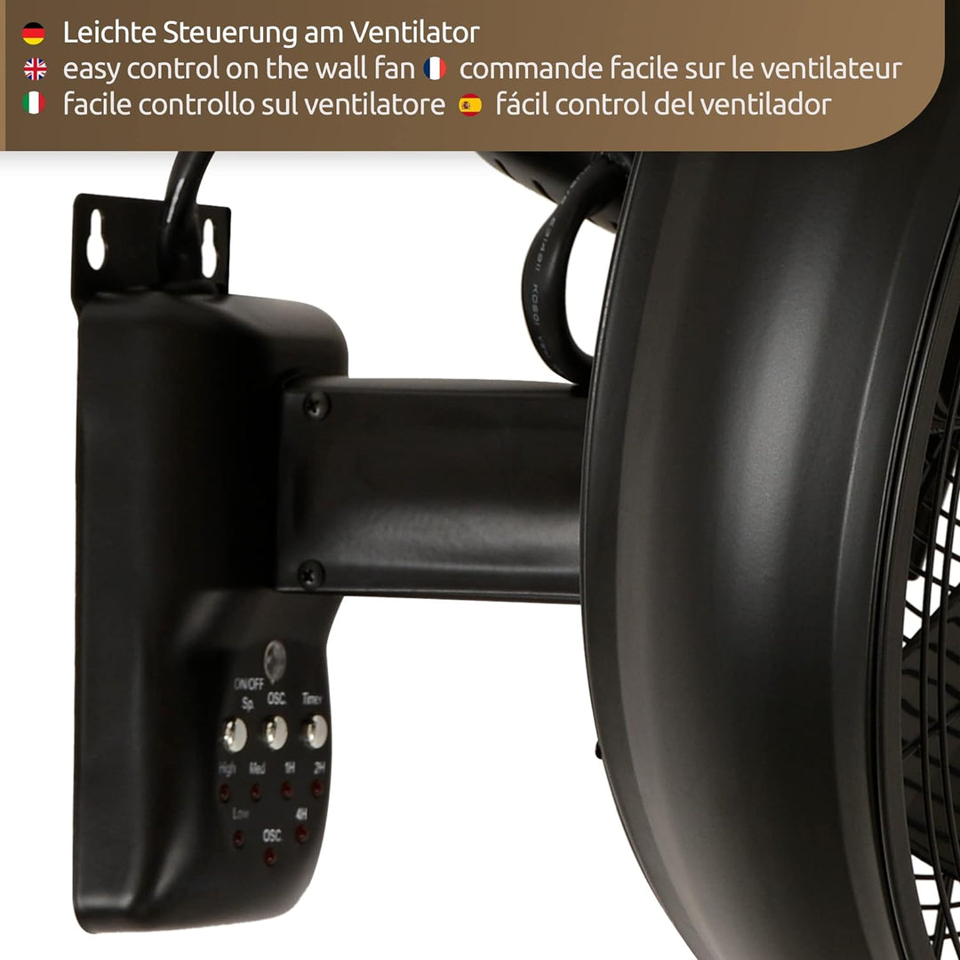 LUCCI AIR Breeze Wandventilator mit Fernbedienung, Stahl,