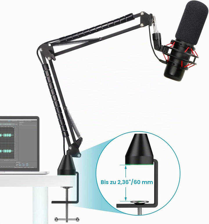 HyperX QuadCast Mikrofonarm - Mikrofonständer mit Popschutz kompatibel mit Hyperx QuadCast S Mikrofo