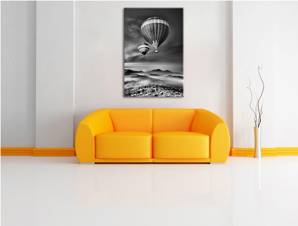Pixxprint Heiss Luftballons Alpen / 100x70cm Leinwandbild bespannt auf Holzrahmen/Wandbild Kunstdruc