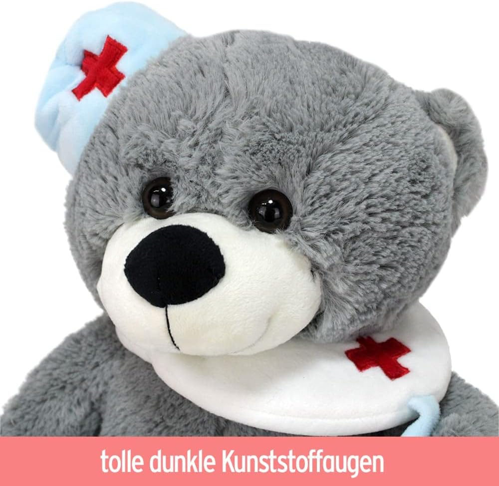BEMIRO Teddy Arzt Plüschtier Konrad mit Stethoskop - ca. 30 cm, Arzt Teddy, Teddybär, Stethoskop