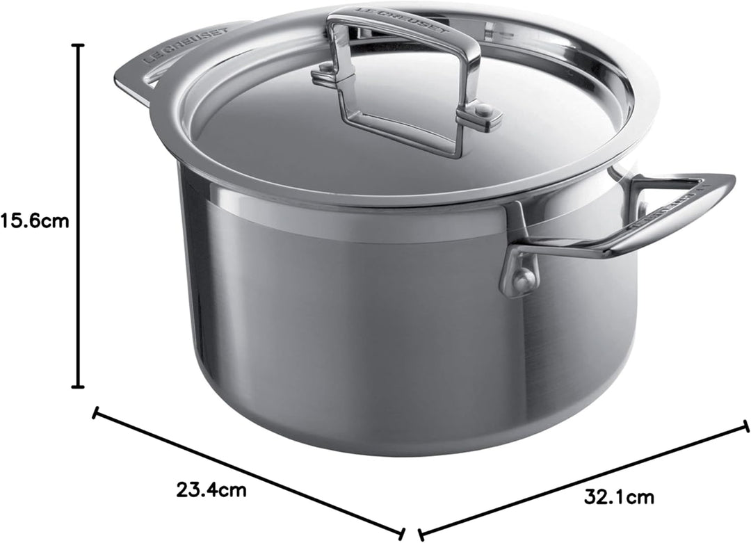 Le Creuset Fleischtopf aus 3-ply Edelstahl, Ø 20 cm, Für alle Herdarten inkl. Induktion geeignet, Si