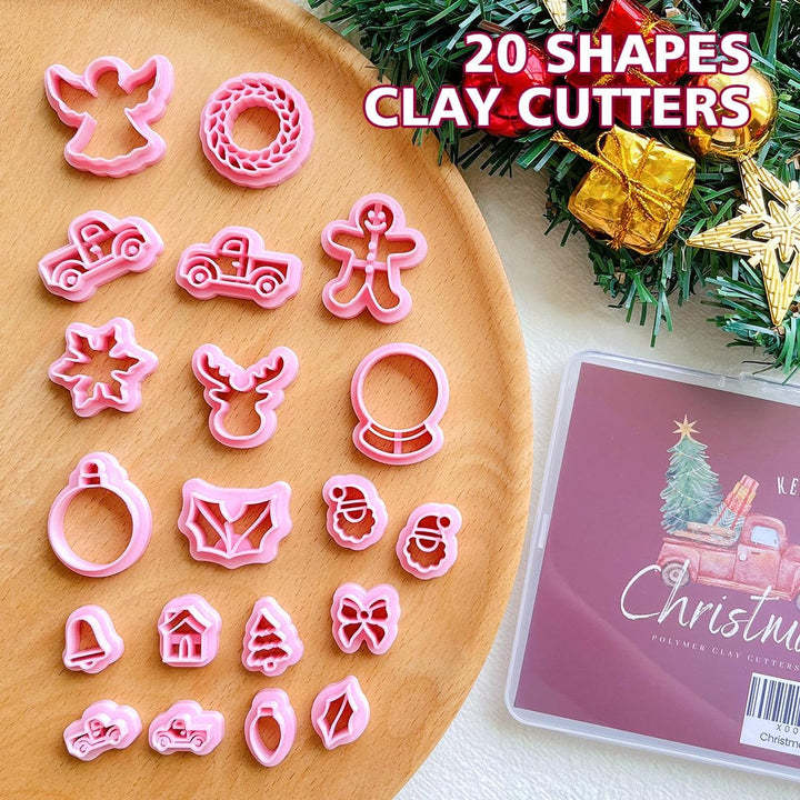 KEOKER Weihnachten Clay Cutters, Weihnachten Polymer Clay Cutter für Ohrringe Herstellung, 20 Clay C