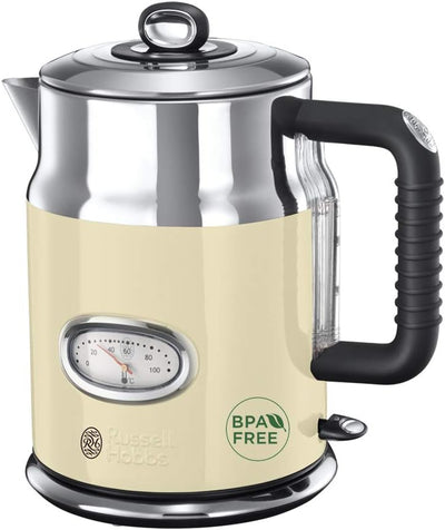 Russell Hobbs Retro Vintage Cream Wasserkocher + Toaster Wasserkocher + Toaster Set, Wasserkocher +