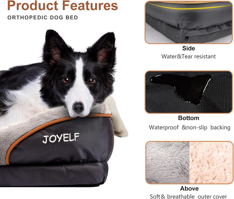 JOYELF XLarge Gedächtnisschaum Hundebett orthopädisches Hundebett & Sofa mit abnehmbarem waschbarem