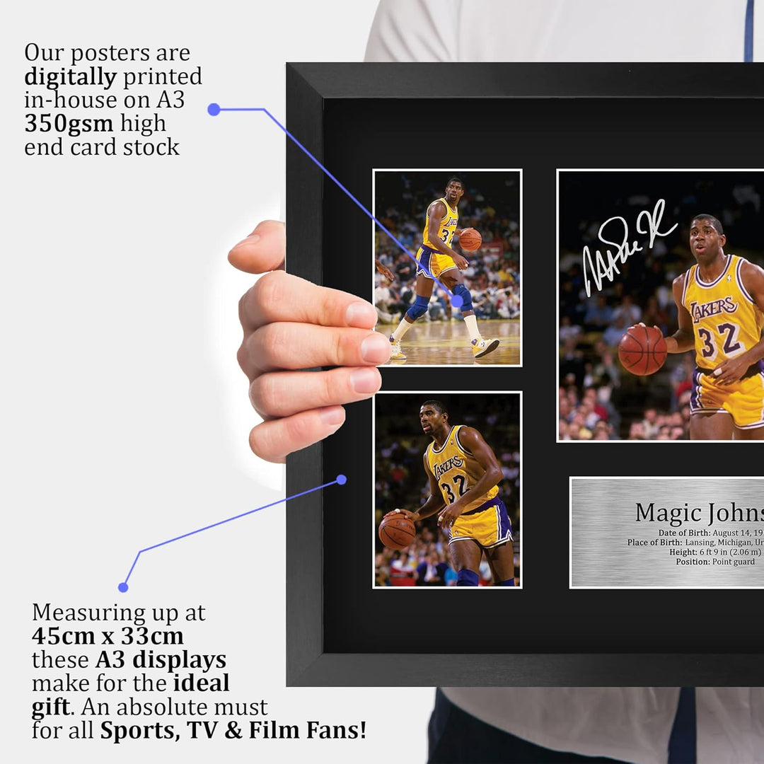HWC Trading FR A3 Magic Johnson Lakers Geschenke Gedruckt, Signiert Autogramm-Präsentation-Display F