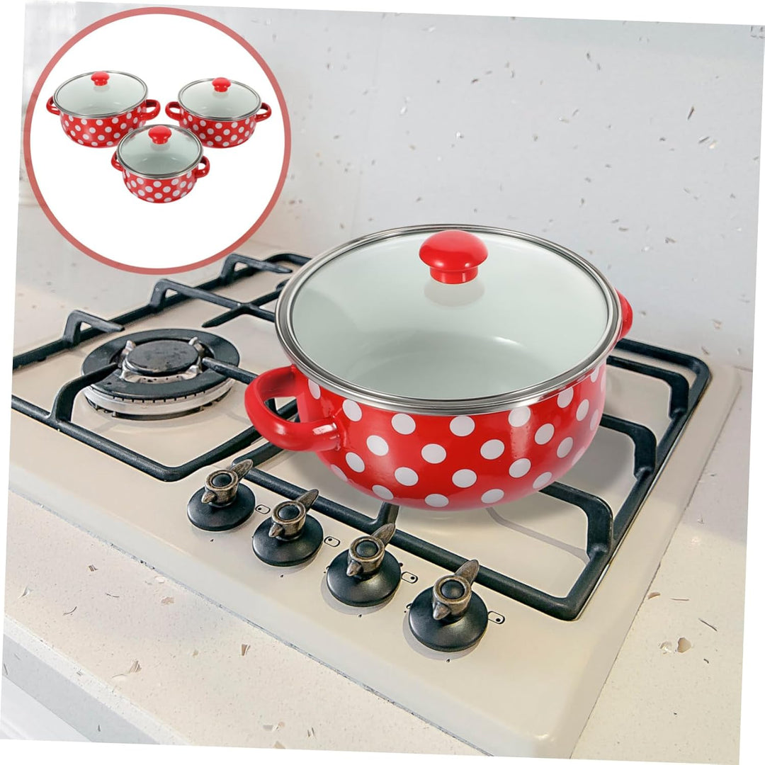 VINTORKY Emaille Mini Suppentopf Set Mit Deckel Und Griff Kleine Suppentöpfe Für Zuhause Vielseitige