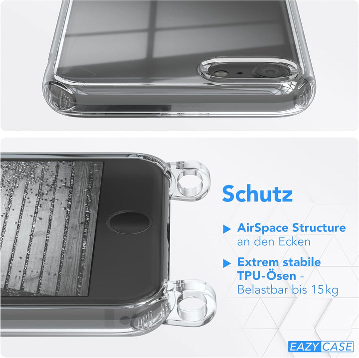 EAZY CASE Handykette kompatibel mit iPhone SE (2022/2020) / iPhone 8/7 Handyhülle mit Metall Umhänge
