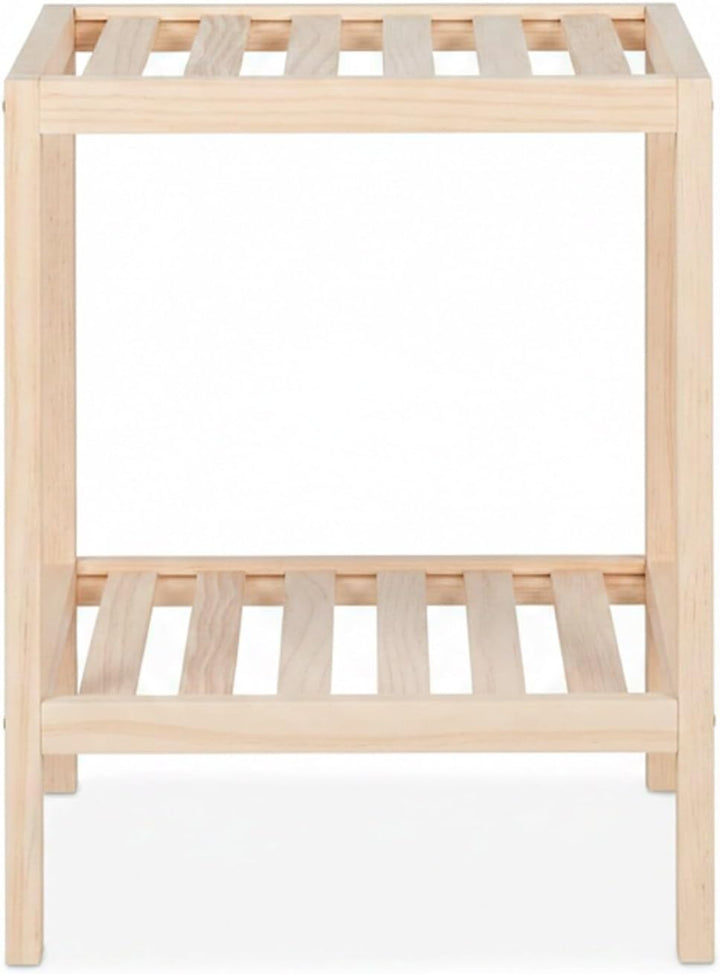 Relaxdays Beistelltisch, Holz, HxBxT: 50 x 40 x 40 cm, Wohnzimmertisch mit 2 Ablagen, quadratischer