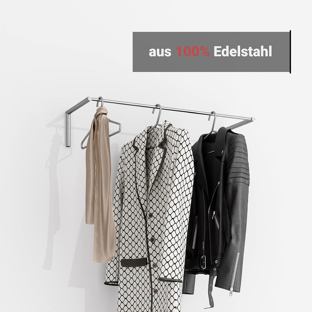 PHOS Design, G13-1000, 100 cm breite Edelstahl-Wandgarderobe 100 cm Breite, ohne Ablage, 100 cm Brei