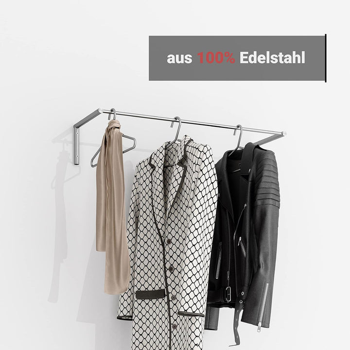 PHOS Design, G13-1000, 100 cm breite Edelstahl-Wandgarderobe 100 cm Breite, ohne Ablage, 100 cm Brei