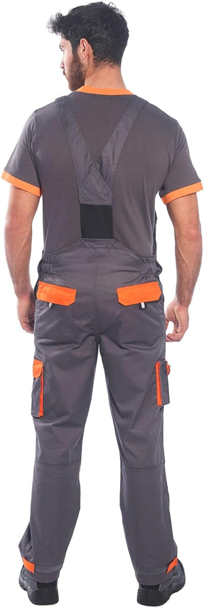 Portwest TX12 Herren Texo Kontrast Latzhose Arbeitslatzhose Grau 3XL, Grau 3XL