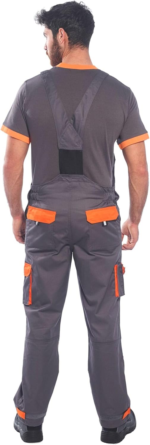 Portwest TX12 Herren Texo Kontrast Latzhose Arbeitslatzhose Schwarz S, Schwarz S
