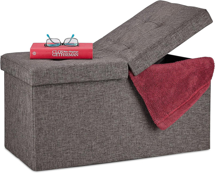 Relaxdays Sitzbank, mit Stauraum, faltbar, gepolstert, klappbarer Deckel, Flur, Wohn-& Schlafzimmer,