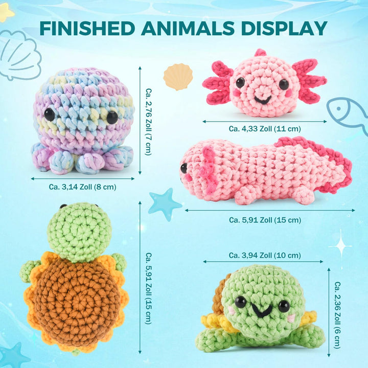 ElysiumEq Häkelset für Anfänger, Amigurumi Häkelset Tiere Crochet Kit, Alles in Einem Häkeln für Anf