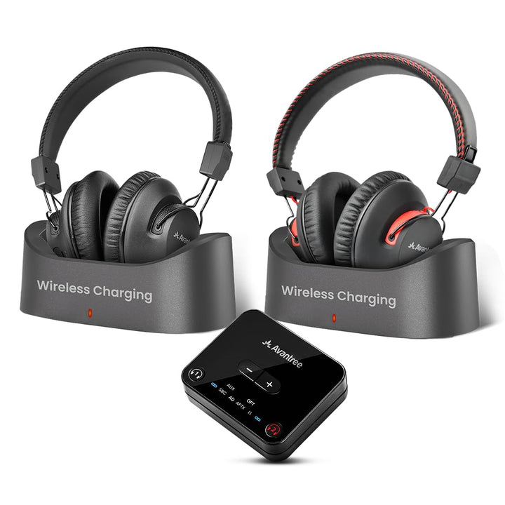 Avantree HT41899 Plus 2 – Dual Bluetooth 5.3 Kabellose Kopfhörer für Fernseher, mit Sender & Lade-Do