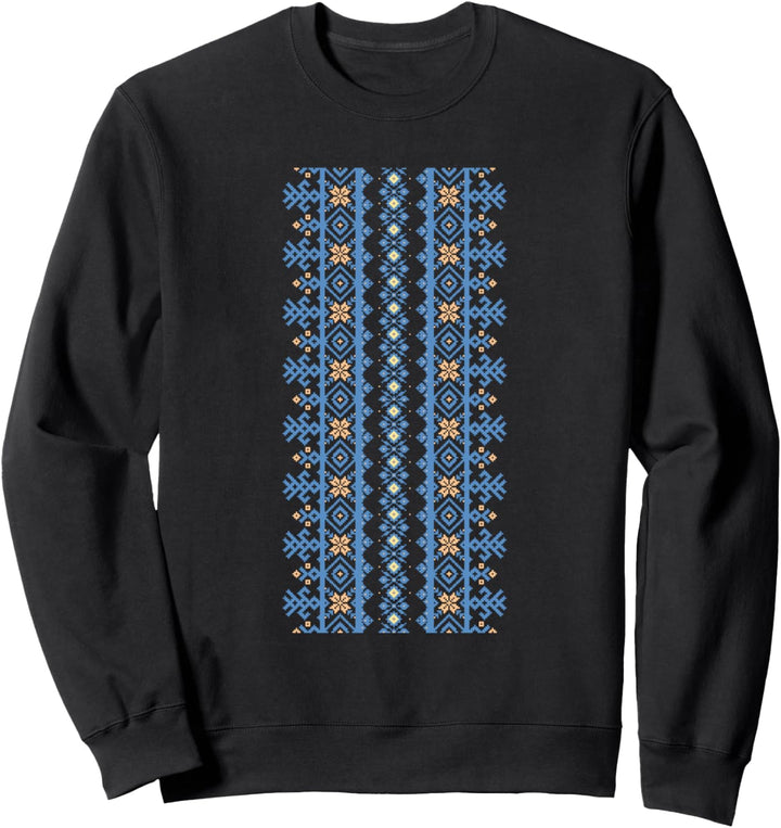 Wyschywanka blau gelb Kosakenhem Stil Vyshyvanka Sweatshirt