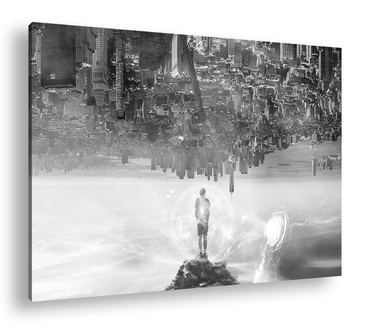 die Welt steht Kopf Format: 80x60 Effekt: Schwarz&Weiss als Leinwandbild, Motiv fertig gerahmt auf E