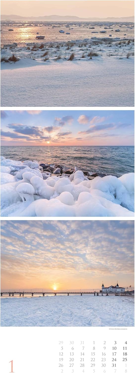 Alpha Edition - Strandgeflüster – Momente am Meer 2026 – XXL-Streifenkalender 25×69 cm, Wandkalender