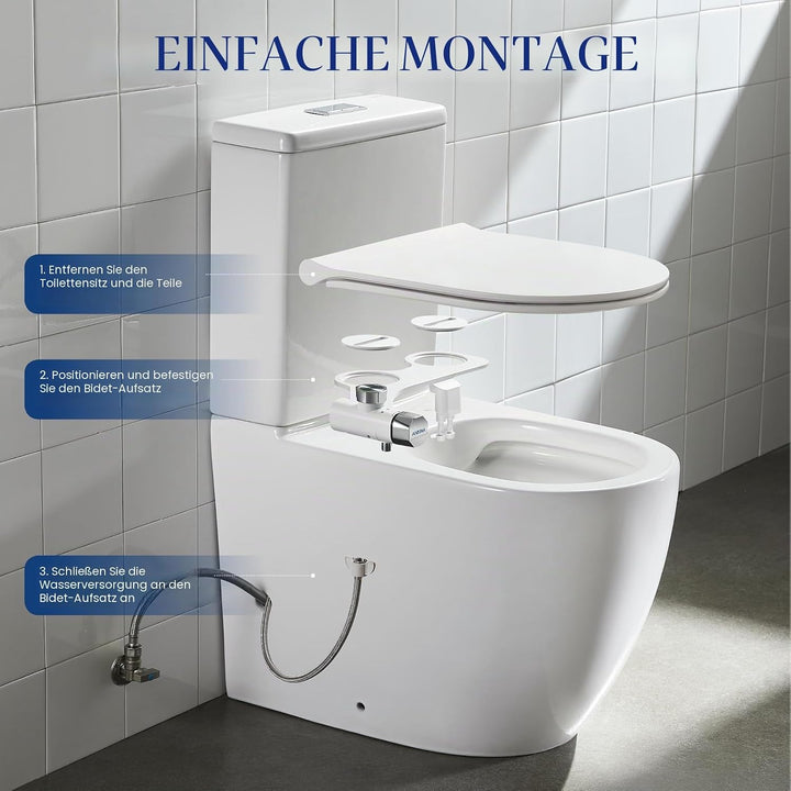 Bidet, Nicht Elektrisch Bidet Toilettenaufsatz mit Einziehbare selbstreinigende Doppeldüsen,regulier