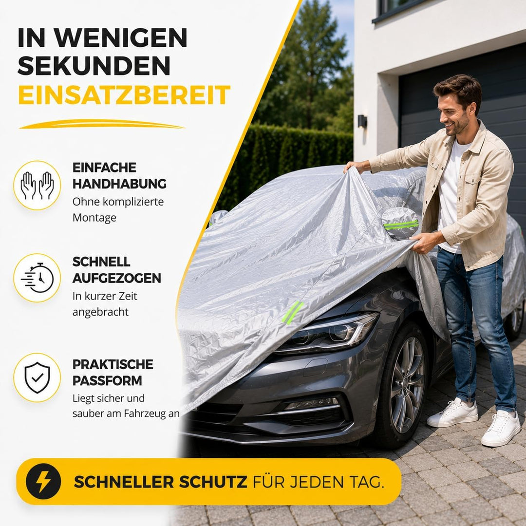 Universale Autoschutzhülle - Autoabdeckung - wasserdichte Autoplane für PKW/KFZ – Car Cover in Silbe
