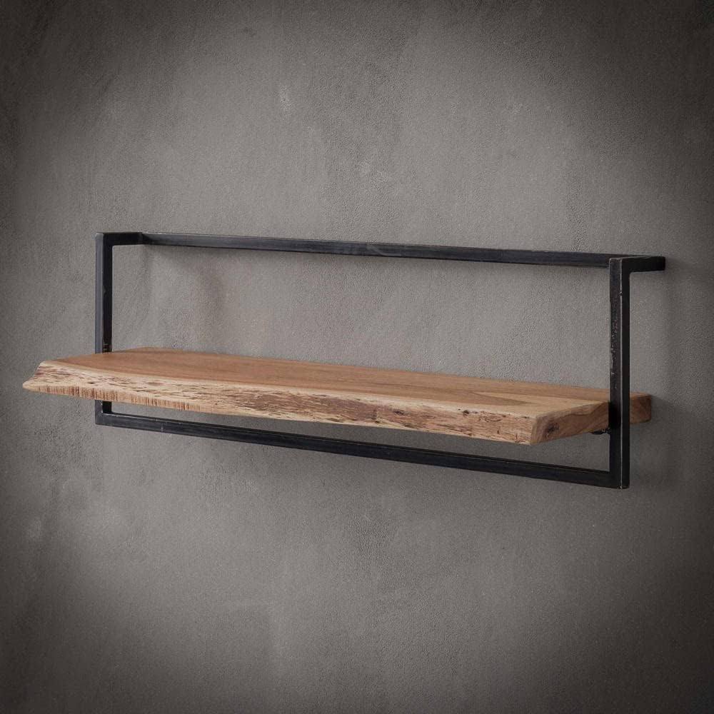 RINGO-Living Massivholz Regal Alani in Natur-hell und Schwarz-matt 1000mm, Akazie 1000 mm, 1000 mm
