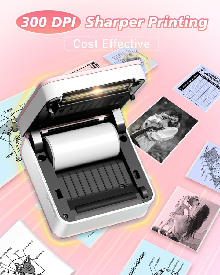 Phomemo Mini Thermodrucker – P2S Fotodrucker für Smartphone, Tragbarer Kabelloser Notizdrucker mit 3