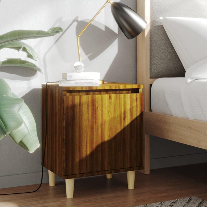 vidaXL Nachttisch mit Massivholz-Beinen Nachtschrank Nachtkonsole Nachtkommode Schlafzimmer Schrank