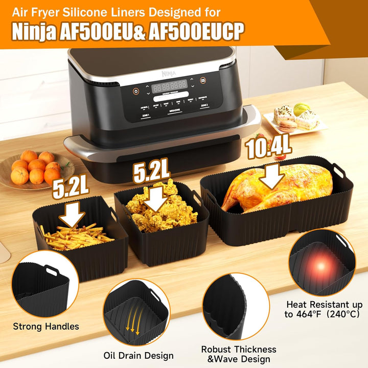 Heissluftfritteuse Zubehör - Airfryer Zubehör für Ninja Foodi AF500EU 10,4L Air Fryer Silikonmatte,