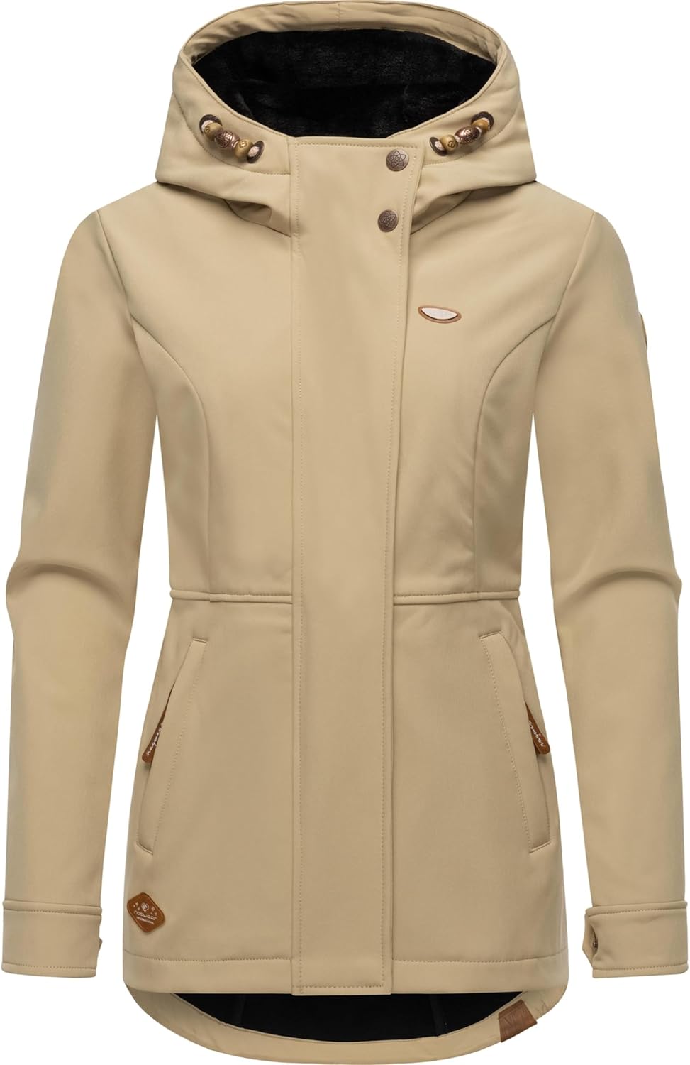 Ragwear Damen Sotfshelljacke Übergangsjacke mit Teddyfleece-Kapuze Yba Intl XS-6XL L Taupe24, L Taup