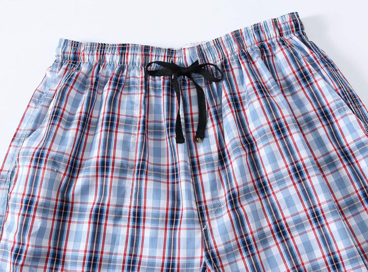 MoFiz Herren Kurze Pyjamahose Baumwolle Schlafshorts Karierte Schlafanzughose Freizeithose Karo Loun