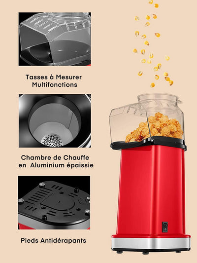 FOHERE® Popcornmaschine-1400W Süsses Popcorn Maker-Pops In 2 Minuten-17 Tassen-Für 4-6 Personen-Alum