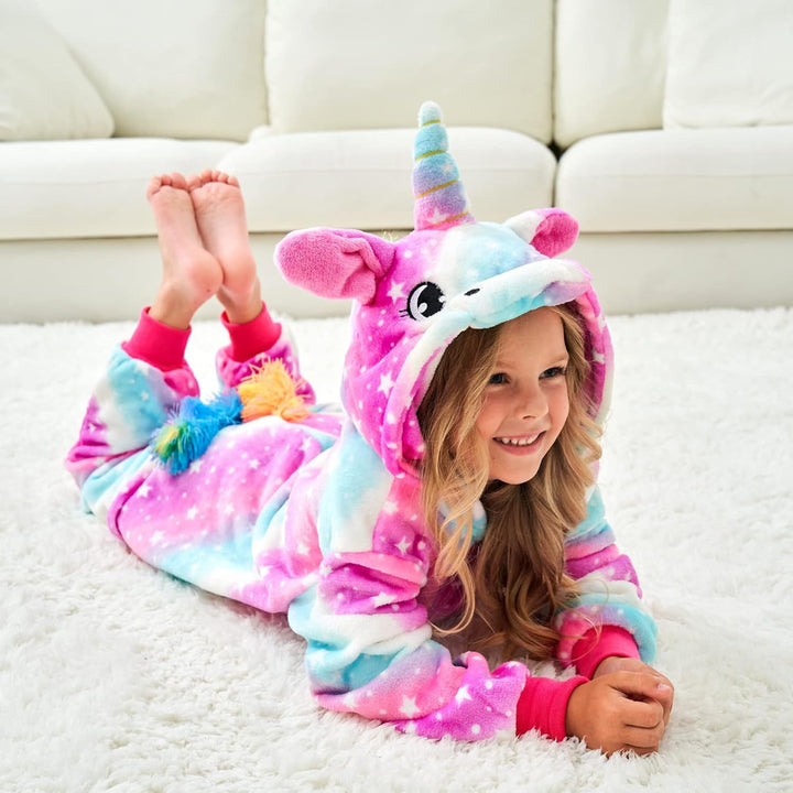 Piefry Weiche Einhorn Schlafstrampler Strampelanzug Einhorn Schlafoveralls für Mädchen 7-8 Jahre Ros