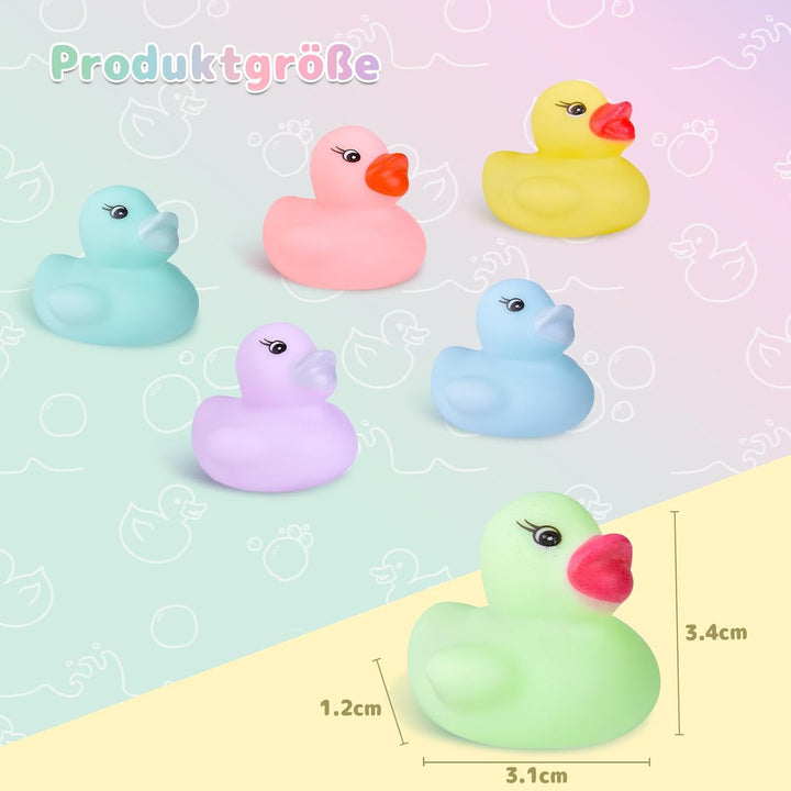 60 Stück Pastellfarbene Badeenten Quietscheentchen aus Gummi Mini Set schwimmendes Badespielzeug für