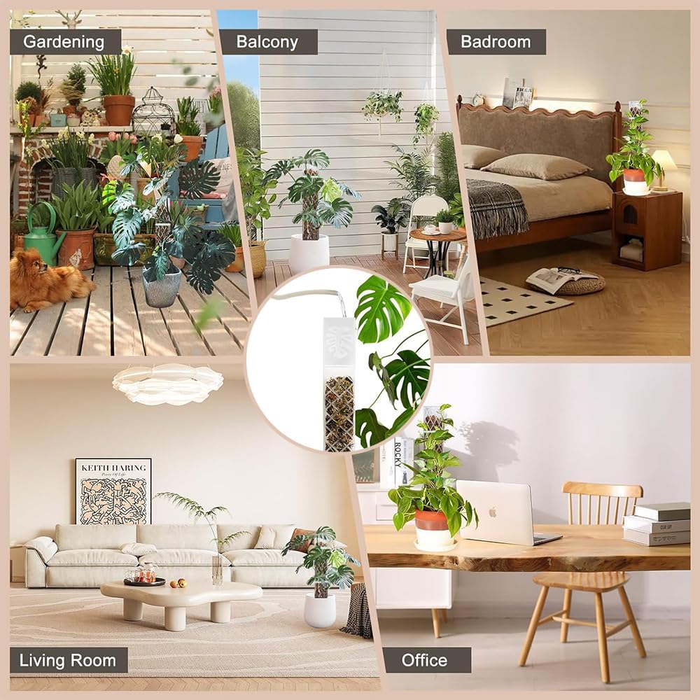 Rankhilfe mit Moosstab für Monstera - Pflanzenstab aus Kunststoff mit Giesshilfe Weiss/1/1, Weiß