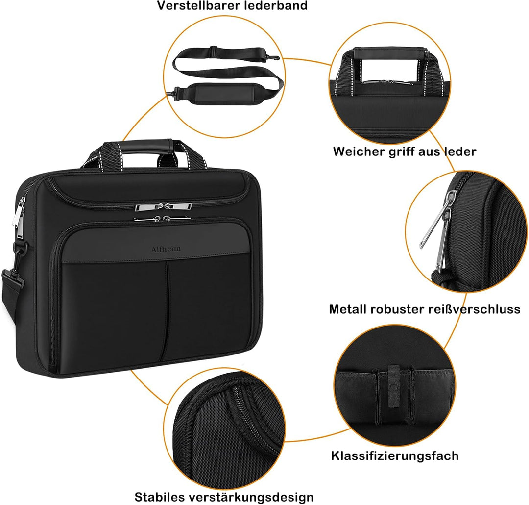 Alfheim Laptop Tasche, 15,6-16 Zoll/17 Zoll Wasserdichte Schützende Messenger Aktentasche Tasche mit