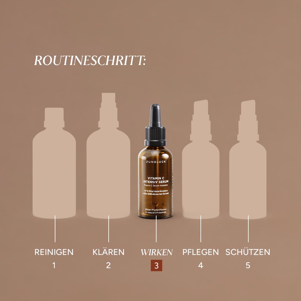 JUNGLÜCK Vitamin C Serum intensiv | Schenkt dir einen strahlenden und gleichmässigen Teint Braun, Br