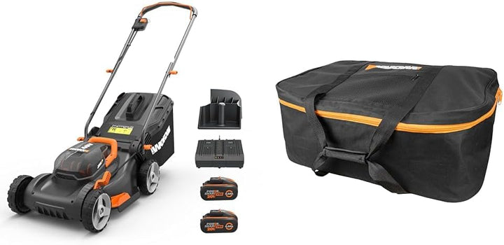 WORX WG743E Akku-Rasenmäher 40V – Profi Rasenmäher & WA0197 Landroid Aufbewahrungstasche – ideal für