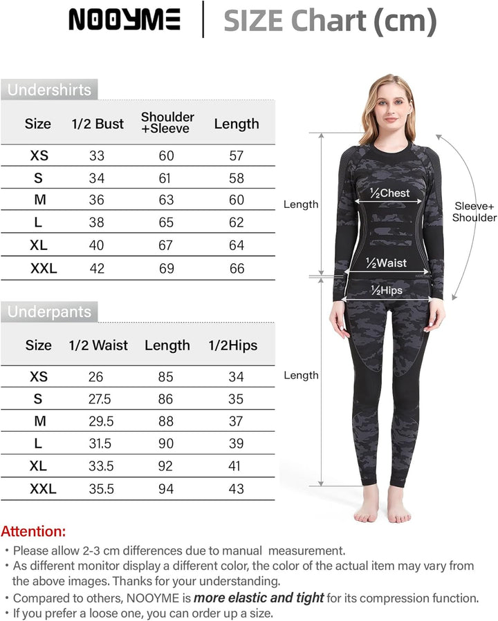 NOOYME Thermounterwäsche Damen Atmungsaktiv Thermowäsche Set Funktionswäsche Anti-bakteriell und Fle