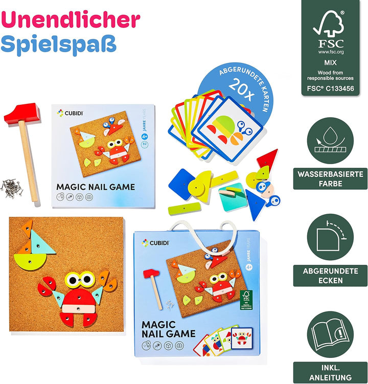 CUBIDI® Kreatives Montessori Hämmerchenspiel - Süsses Hammerspiel für Kinder ab 3 Jahre - Spiele ab
