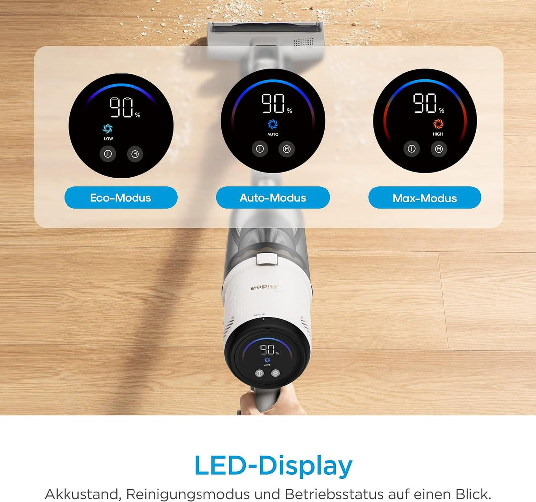 Midea P9 Akku Staubsauger, kabelloser Stielstaubsauger 550 W, bis zu 37 kPa, bis zu 60 Min. Laufzeit