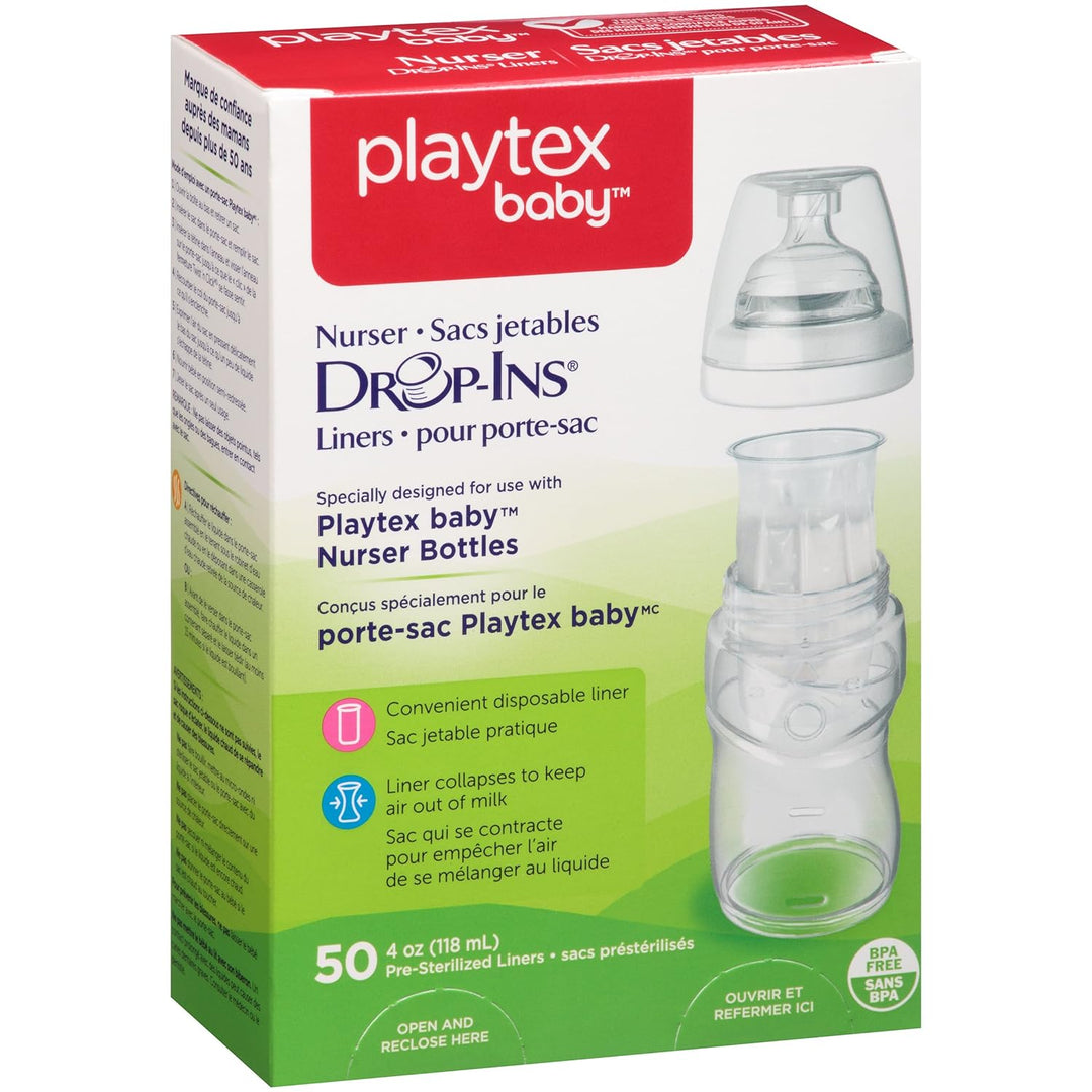 Playtex Baby Nurser Drop-Ins Einweg-Einlagen für Babyflaschen, näher an das Stillen, 118 ml, 50 Stüc