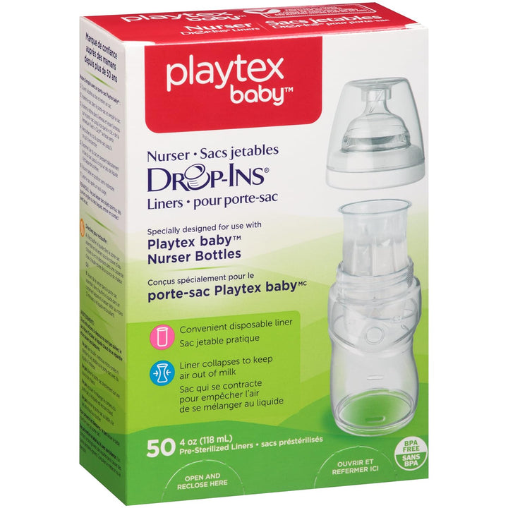 Playtex Baby Nurser Drop-Ins Einweg-Einlagen für Babyflaschen, näher an das Stillen, 118 ml, 50 Stüc