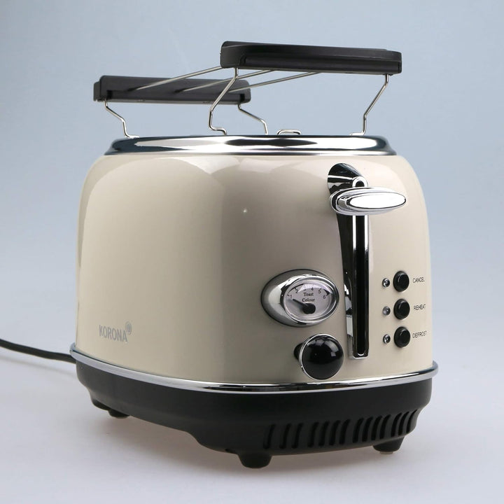 Korona 21666 Toaster | 2 Scheiben | Creme | Röstgrad-Anzeige | Auftauen | Rösten | Aufwärmen | 810 W