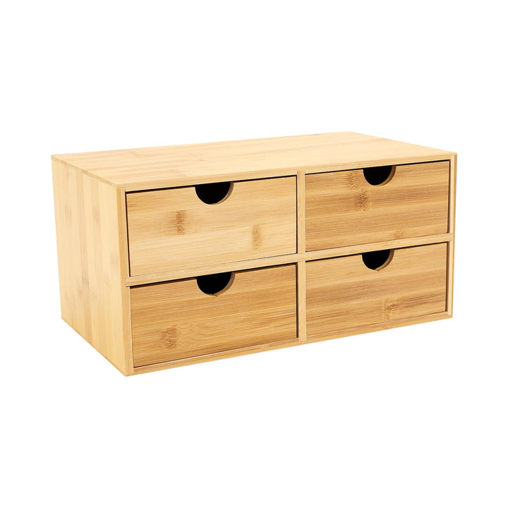 Bambus Schreibtisch Organizer mit 4 Schubladen, Minimalistischer Desktop Aufbewahrungsbox für Kosmet