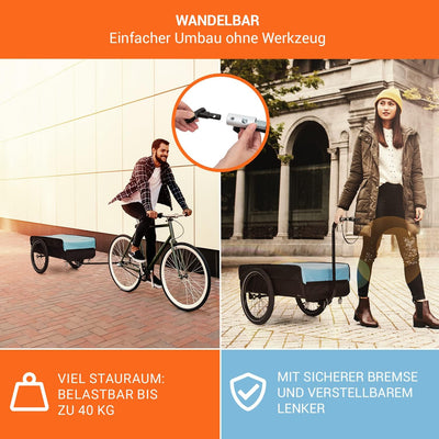 Klarfit Companion Fahrradanhänger - Lastenanhänger Fahrrad mit grosser Ladefläche: 42 x 63 cm (BxT),