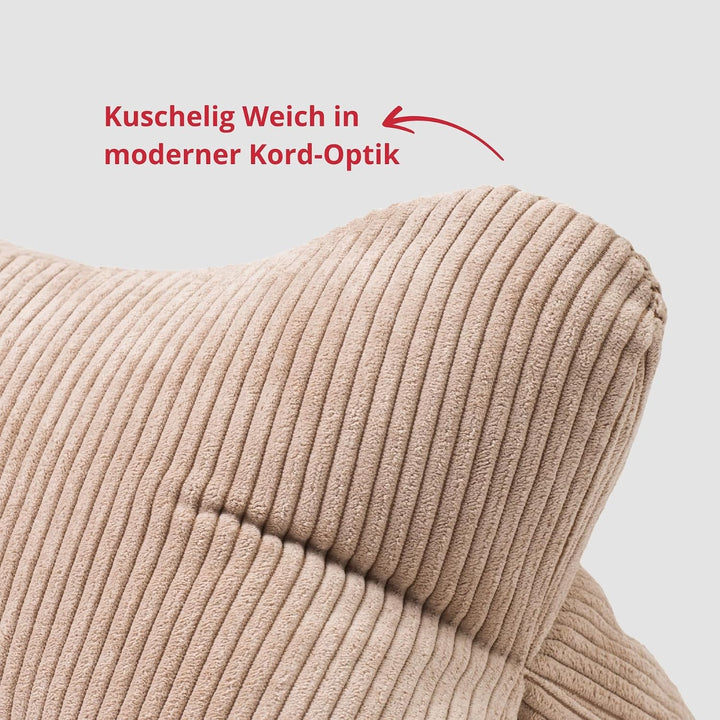 liebling Cord Lesekissen für Bett und Sofa, Bücherkissen, Lesehilfe, 40x25 cm, Leseknochen, Serie Ve