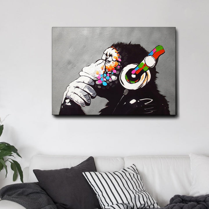 Giallobus - Gemälde - Banksy - DJ AFFE - Bereit zum Aufhängen - Moderne Gemälde für zu Hause (Premiu