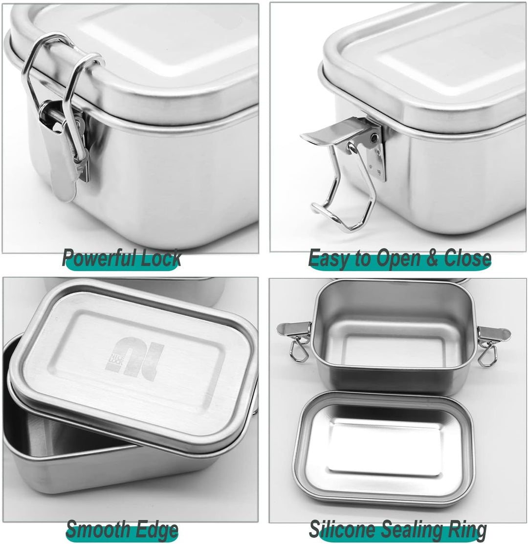 nicelock Kleines Edelstahl-Lebensmittelbehälter-Set | 400ml Wiederverwendbare Lunch-Snack-Boxen aus