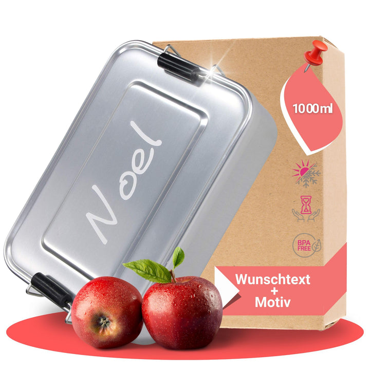 Personalisierte Brotdose 1000 ml Aluminium - Geschenkidee für Klein &amp; Gross | Brotzeitbox, Jausenbox