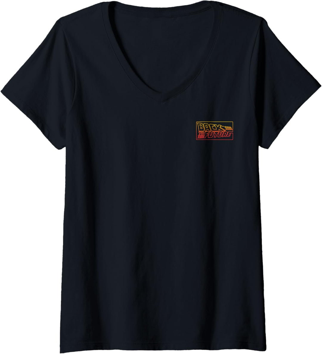 Back To The Future Gradient Line Art T-Shirt mit V-Ausschnitt